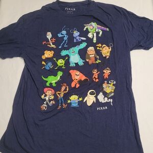 Disney Pixar Multi Character T-Shirt Mens L Navy Blue Toy Story Monsters Inc